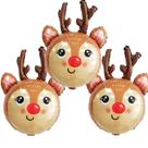 Balões Metalizados de Rena de Natal - Kit com 3 Unidades
