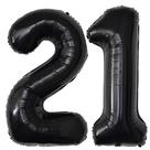Balões Numéricos 21 - Foil Mylar Preto 40cm - Jonhamwelbor