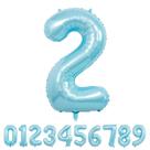 Balões numéricos Beeyaky 40 cm azul claro Mylar Foil Number 2