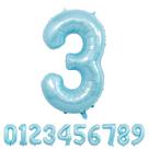 Balões numéricos Beeyaky 40 cm azul claro Mylar Foil Number 3