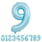 Balões numéricos Beeyaky 40 cm azul claro Mylar Foil Number 9