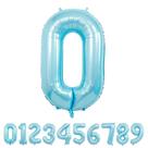 Balões Numéricos Beeyaky 40 cm Azul Claro Mylar Foil Número 0
