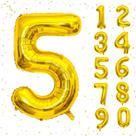 Balões numéricos Beeyaky Gold 5 para festa de aniversário de 40 cm