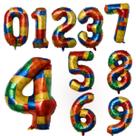 Balões numéricos Lego Style Foil de 12 polegadas, multicolorido, 10 unidades