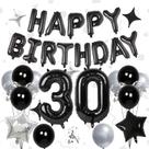 Balões para Festa Woizoeiy 32" Aniversário de 30 Anos Preto e Prata Balões para Festa Woizoeiy 32" Aniversário de 30 Anos Preto e Prata