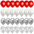 Balões Ranyitdf vermelho branco prata 55 unidades para decoração de festas Balões Ranyitdf vermelho branco prata 55 unidades para decoração de festas