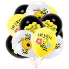 Balões temáticos de abelhas, 12 unidades de 30 cm, amarelo, preto, branco, látex
