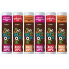 Bálsamo labial Eco Lips Mongo Kiss Organic, pacote com 6 unidades de cera de abelha e cacau