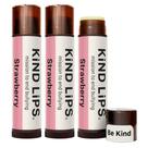 Bálsamo labial Kind Lips Organic Strawberry, pacote com 3 unidades hidratantes