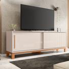 Bancada Átomo 179,4cm para TV até 65 com 2 Portas de Correr Ripadas MDP OffWhite/Freijo G11 - Gran Belo