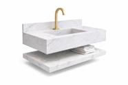 Bancada Banheiro Porcelanato 80cm Com Válvula Oculta Branco Cor:Branco