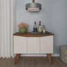 Bancada Buffet Oásis Pinho/ Off White 3 Portas Tampo com Borda Invertida e 4 Pés - Artely