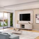 Bancada Com Painel Adele 1,80m Off White / Off White - DJ Móveis Bancada Com Painel Adele 1,80m Off White / Off White - DJ Móveis