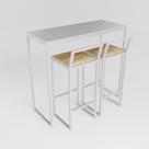 Bancada Cozinha Balcão Gourmet 120cm Branco Com 2 Banquetas Pinus Br