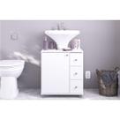 Bancada de Banheiro 3386 1 Porta e 3 Gavetas c/Pé 60cm cor Branco - Politorno