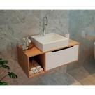 Bancada de Banheiro Suspenso BN3644 s/ Cuba c/ 1 Porta 80cm Amêndoa/Branco - Tecno Mobili Bancada de Banheiro Suspenso BN3644 s/ Cuba c/ 1 Porta 80cm Amêndoa/Branco - Tecno Mobili