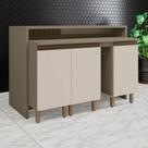 Bancada de Cozinha Kit Ilha Gourmet Connect 3 Portas Ripado Duna/Cristal - Henn