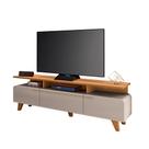 Bancada Decorativa Essenza TV até 70 Pol MDP/MDF Pés de Madeira Off White/Cinamomo G26 - HB Móveis