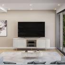 Bancada Decorativa TV 65" Deep 2 Portas Prateleira Vidro OffWhite G18 - Gran Belo