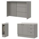 Bancada E Balcao Gourmet 146 cm CE817 Americana Cinza Calcare Henn