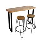 Bancada Gourmet 120cm com 2 Banquetas Industriais Guatemala Base Preta