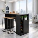 Bancada Gourmet Ilha para Cozinha com Nichos e 1 Porta Preto Bancada Gourmet Ilha para Cozinha com Nichos e 1 Porta Preto
