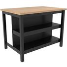 Bancada Ilha Cozinha 2 Prateleiras 120x80 Cm Cd1019 Preto Dtall