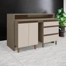Bancada Ilha Gourmet Ripada com Balcão 2 Portas 3 Gavetas em MDF Connect Henn Bancada Ilha Gourmet Ripada com Balcão 2 Portas 3 Gavetas em MDF Connect Henn