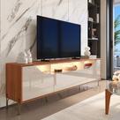 Bancada Imperiale para TV até 75" com LED Portas em MDF Usinado Pés de Ferro Gaveta Telescópica