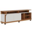 Bancada Jurerê 180cm para TV até 65 Pol com Rodízios Ripado Freijó Off White Bancada Jurerê 180cm para TV até 65 Pol com Rodízios Ripado Freijó Off White