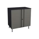 Bancada Multiuso p/ Área Serviço Balcão Multibox Aço 2 Portas c/Chave c/Tampo 80cm Preto/Cinza - Telasul