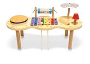 Bancada Percussão Bebê Madeira 7 Instrumentos Musicais Coloridos 18m+