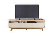Bancada Rack Selene Cinamomo Off White 2,00m Para TV Até 75 3 Gavetas Corrediça Telescópica Liberty Móveis