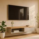 Bancada Suspensa Rack para Sala 136cm Prime L06 Nature/Off White - Mpozenato