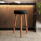Banco Banqueta Alta 70cm x 34cm x 34cm para Balcão de Cozinha Área Gourmet Bar Pé Em Madeira Assento Preto