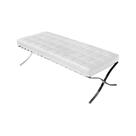 Banco Barcelona Couro Natural Branco Base Cromada