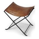 Banco Butler Melton Brown Leather Seat Iron Base
