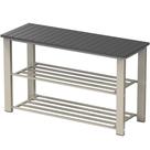 Banco de armazenamento de sapatos Simple Houseware Wood Top Entryway Grey