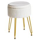 Banco de armazenamento para pés Ottoman IBUYKE Teddy Velvet White
