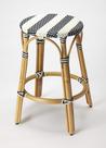 Banco de balcão Butler Specialty Tobias Rattan redondo 60 cm branco/azul marinho