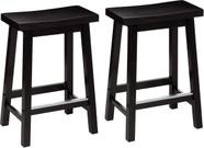 Banco de bar Amazon Basics, assento de selim de madeira maciça, preto, 24 cm