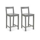 Banco de bar Amazon Basics de madeira com encosto cinza, conjunto de 2