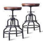 Banco de bar LOKKHAN Vintage Industrial Swivel Wood Metal Set 2 Banco de bar LOKKHAN Vintage Industrial Swivel Wood Metal Set 2