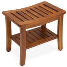 Banco de chuveiro de teca TeakCraft The Hermod 53 cm com prateleira de 300 kg