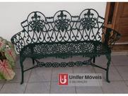 Banco de Jardim Floral 3 Lugares em Alumínio Fundido Verde Fosco Unifer Móveis