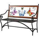 Banco de jardim KINGBO 101 cm com ferro fundido e design de borboleta Banco de jardim KINGBO 101 cm com ferro fundido e design de borboleta