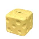Banco de moedas de cerâmica, design de blocos de queijo, 12,5 x 11 cm, decoração de casa