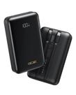 Banco de potência Qecvec 20000mAh 22,5 W com 2 cabos embutidos pretos