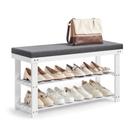 Banco de Sapatos SONGMICS de Bambu - 3 Andares, 300lbs (Branco/Cinza)