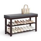 Banco de Sapatos SONGMICS de Bambu - 3 Andares (90x49x29cm) - Marrom/Cinza